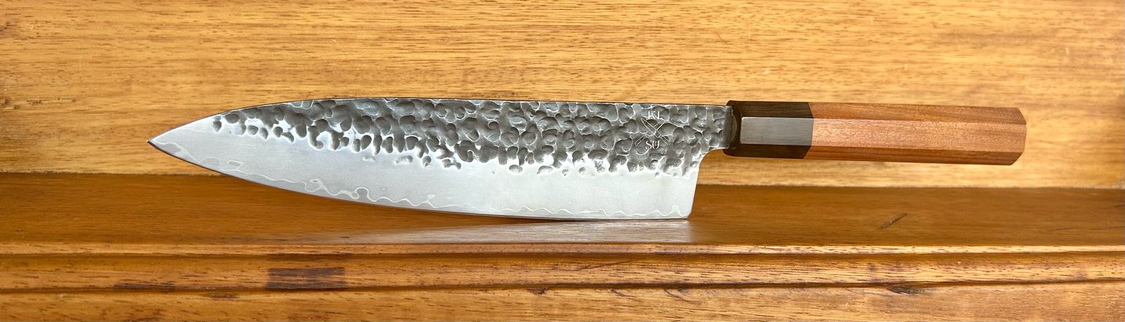 Tokai Range - Chef Knife 8" with Damascus steel blade and Mkuruti wood handle.